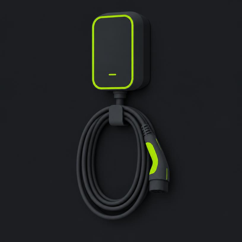 Illustration of a wall-mounted EV home charger